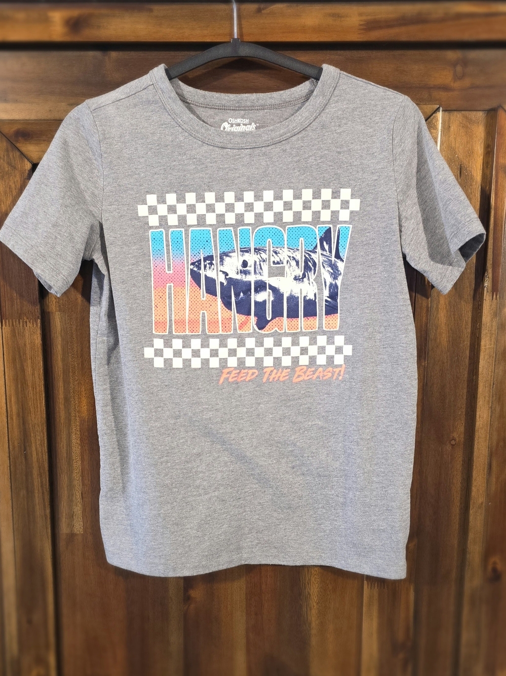 OshKosh B'gosh Gray Tee with Colorful 'Hangry' Graphic